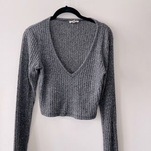 Grey Wilfred Free V-Neck Long Sleeve